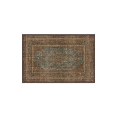 Ruggable Rowan Teal Blue & Copper Washable 2-piece Rug And Pad System In Brown
