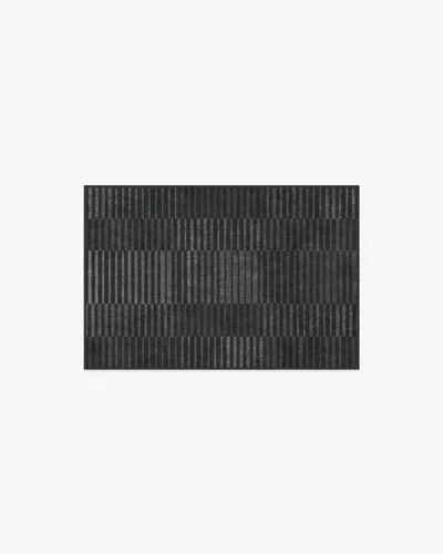 Ruggable Shadow Stripe Charcoal Flatwoven Rug In Black