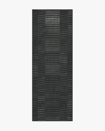 Ruggable Shadow Stripe Charcoal Flatwoven Rug In Black