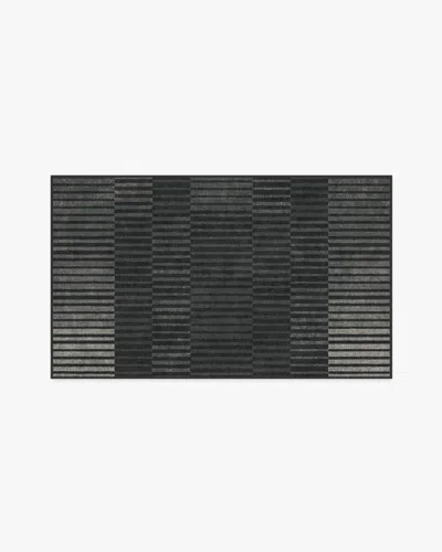 Ruggable Shadow Stripe Charcoal Flatwoven Rug In Black