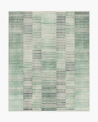Ruggable Shadow Stripe Green Flatwoven Rug