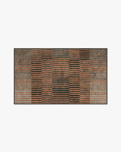 Ruggable Shadow Stripe Rust Flatwoven Rug In Brown