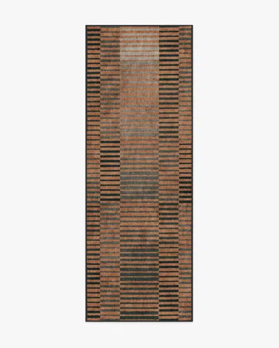 Ruggable Shadow Stripe Rust Flatwoven Rug In Brown