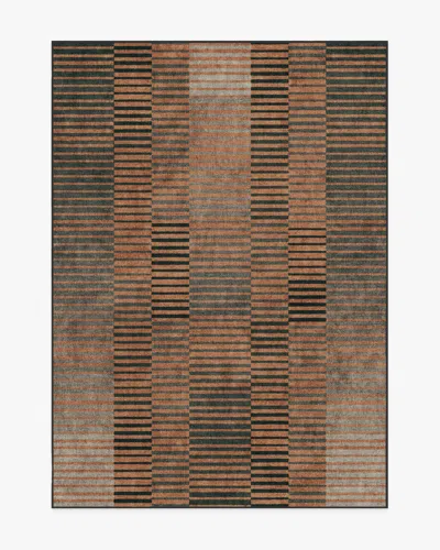 Ruggable Shadow Stripe Rust Flatwoven Rug In Multi