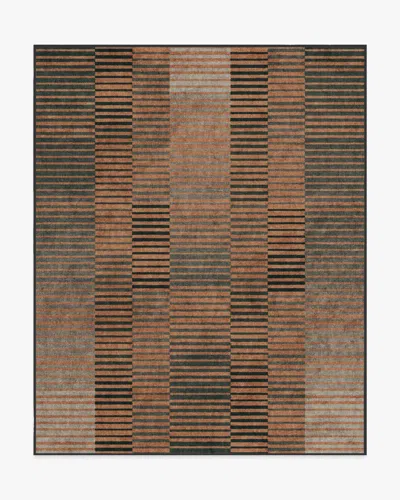 Ruggable Shadow Stripe Rust Flatwoven Rug In Multi