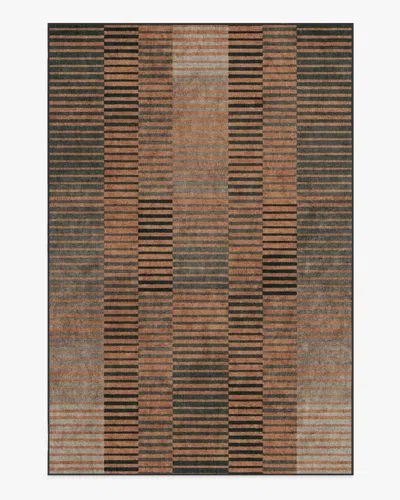 Ruggable Shadow Stripe Rust Flatwoven Rug In Multi