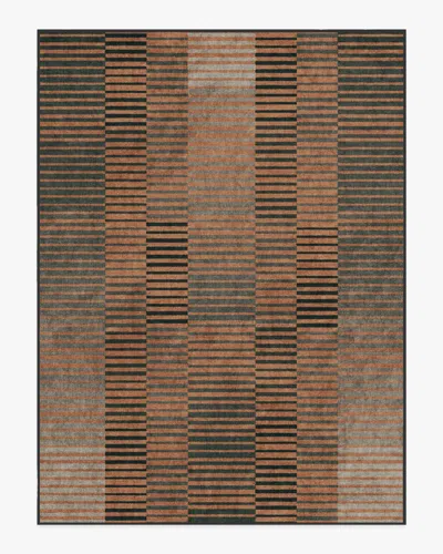 Ruggable Shadow Stripe Rust Flatwoven Rug In Multi