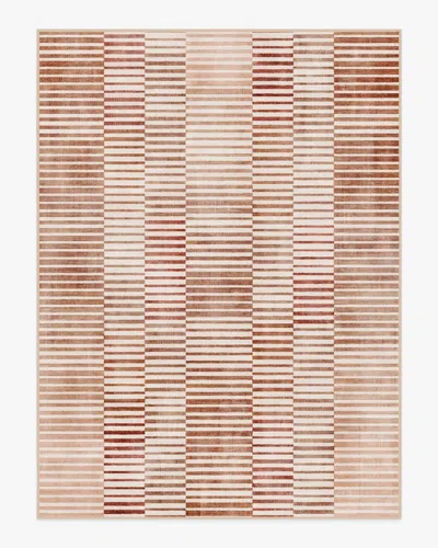 Ruggable Shadow Stripe Terracotta Flatwoven Rug In Brown