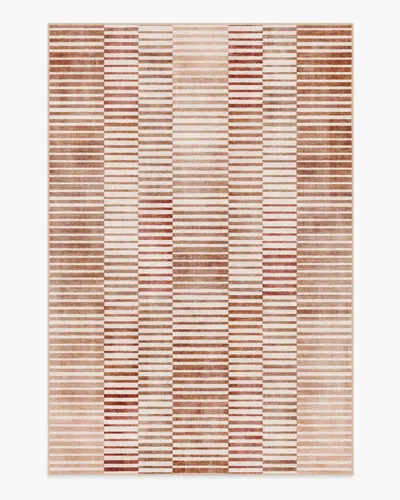 Ruggable Shadow Stripe Terracotta Flatwoven Rug In Brown