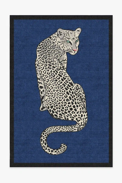 Ruggable Snow Leopard Sapphire Flatwoven Rug By Jonathan Adler In Blue