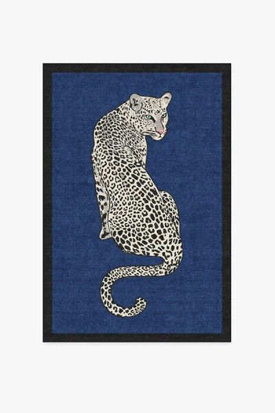 Ruggable Snow Leopard Sapphire Flatwoven Rug By Jonathan Adler In Blue