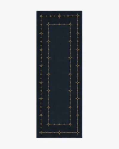 Ruggable Sparkle Border Dark Navy Flatwoven Rug In Brown