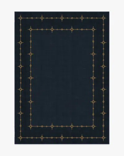 Ruggable Sparkle Border Dark Navy Flatwoven Rug In Brown