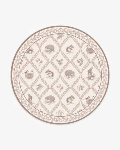 Ruggable Squirrel & Hedgehog Fawn Flatwoven Rug By Sanderson In Pink