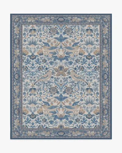 Ruggable Strawberry Thief Indigo & Ivory Flatwoven Rug By Morris & Co. In Blue