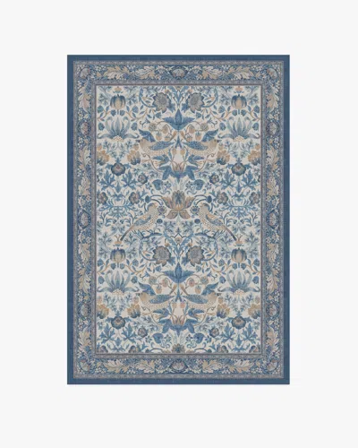 Ruggable Strawberry Thief Indigo & Ivory Flatwoven Rug By Morris & Co. In Blue