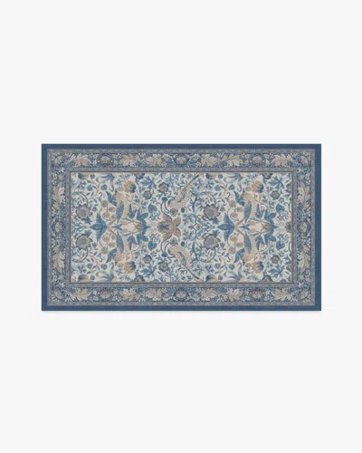 Ruggable Strawberry Thief Indigo & Ivory Flatwoven Rug By Morris & Co. In Blue