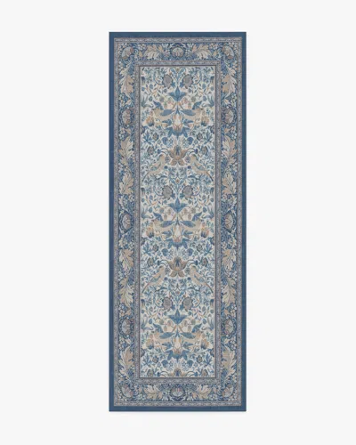 Ruggable Strawberry Thief Indigo & Ivory Flatwoven Rug By Morris & Co. In Blue