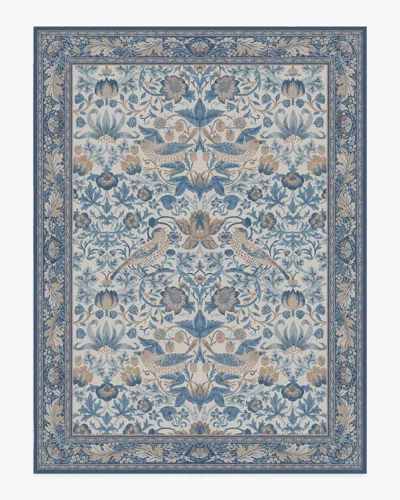 Ruggable Strawberry Thief Indigo & Ivory Flatwoven Rug By Morris & Co. In Blue