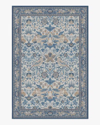 Ruggable Strawberry Thief Indigo & Ivory Flatwoven Rug By Morris & Co. In Multi