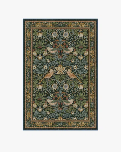 Ruggable Strawberry Thief Indigo Flatwoven Rug By Morris & Co. In Multi