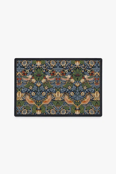 Ruggable Strawberry Thief Minor Indigo Doormat By Morris & Co. In Multi