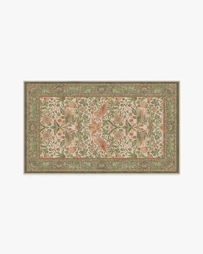 Ruggable Strawberry Thief Sage & Rose Flatwoven Rug By Morris & Co. In Multi