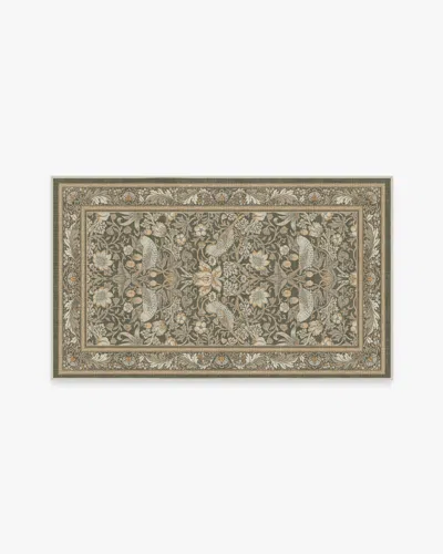 Ruggable Strawberry Thief Stone Gold Flatwoven Rug By Morris & Co. In Brown