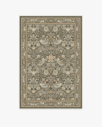 Ruggable Strawberry Thief Stone Gold Flatwoven Rug By Morris & Co. In Brown