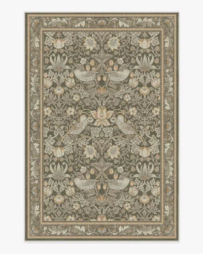 Ruggable Strawberry Thief Stone Gold Flatwoven Rug By Morris & Co. In Brown