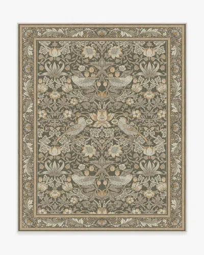 Ruggable Strawberry Thief Stone Gold Flatwoven Rug By Morris & Co. In Black