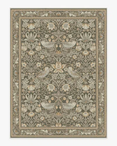 Ruggable Strawberry Thief Stone Gold Flatwoven Rug By Morris & Co. In Black