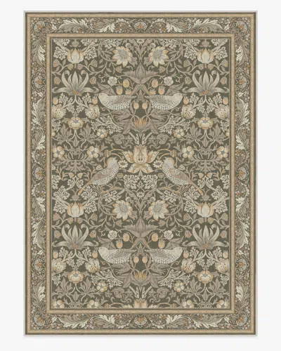 Ruggable Strawberry Thief Stone Gold Flatwoven Rug By Morris & Co. In Black