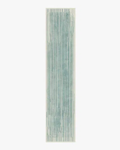 Ruggable Striated Border Blue Flatwoven Rug