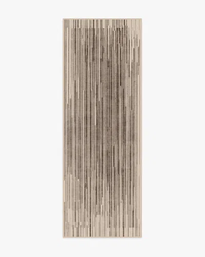 Ruggable Striated Border Brown Flatwoven Rug