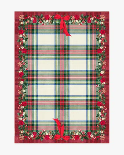 Ruggable Tartan & Floral Red Flatwoven Rug By The Hiltons