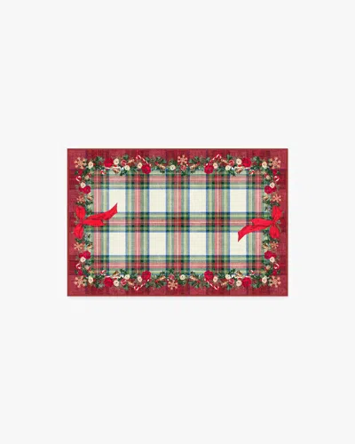Ruggable Tartan & Floral Red Flatwoven Rug By The Hiltons