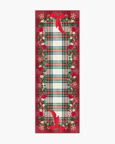 Ruggable Tartan & Floral Red Flatwoven Rug By The Hiltons In Multi