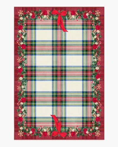 Ruggable Tartan & Floral Red Flatwoven Rug By The Hiltons In Multi