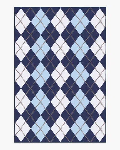 Ruggable Teddy Bear Argyle Navy & Blue Flatwoven Rug By Humberto Leon