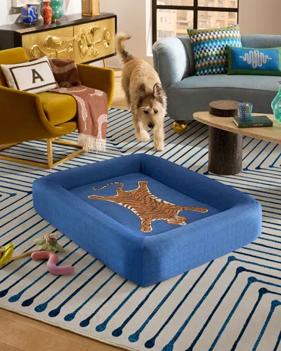 Ruggable Tiger Blue Woven Bolster Pet Bed By Jonathan Adler