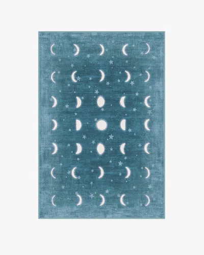 Ruggable To The Moon And Back Soft Teal Flatwoven Rug By Humberto Leon In Blue