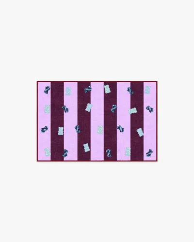Ruggable Todd Stripe Gummy Pink & Burgundy Flatwoven Rug By Humberto Leon