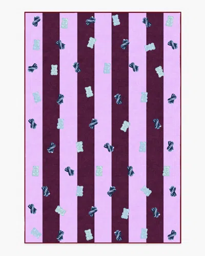 Ruggable Todd Stripe Gummy Pink & Burgundy Flatwoven Rug By Humberto Leon