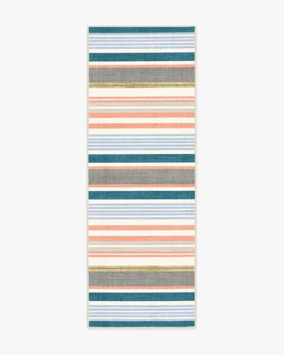 Ruggable Tropez Stripe Teal Multicolor Outdoor Rug In Blue