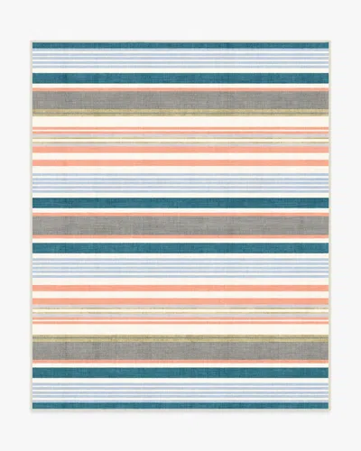 Ruggable Tropez Stripe Teal Multicolor Outdoor Rug In Blue