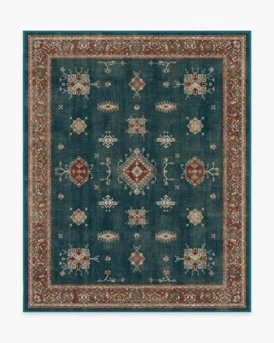 Ruggable Verena Teal Blue Flatwoven Rug In Green