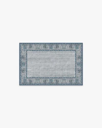 Ruggable Vintage Daisy Bordered Blue Flatwoven Rug
