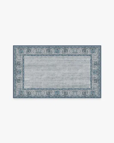 Ruggable Vintage Daisy Bordered Blue Flatwoven Rug