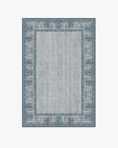 Ruggable Vintage Daisy Bordered Blue Flatwoven Rug